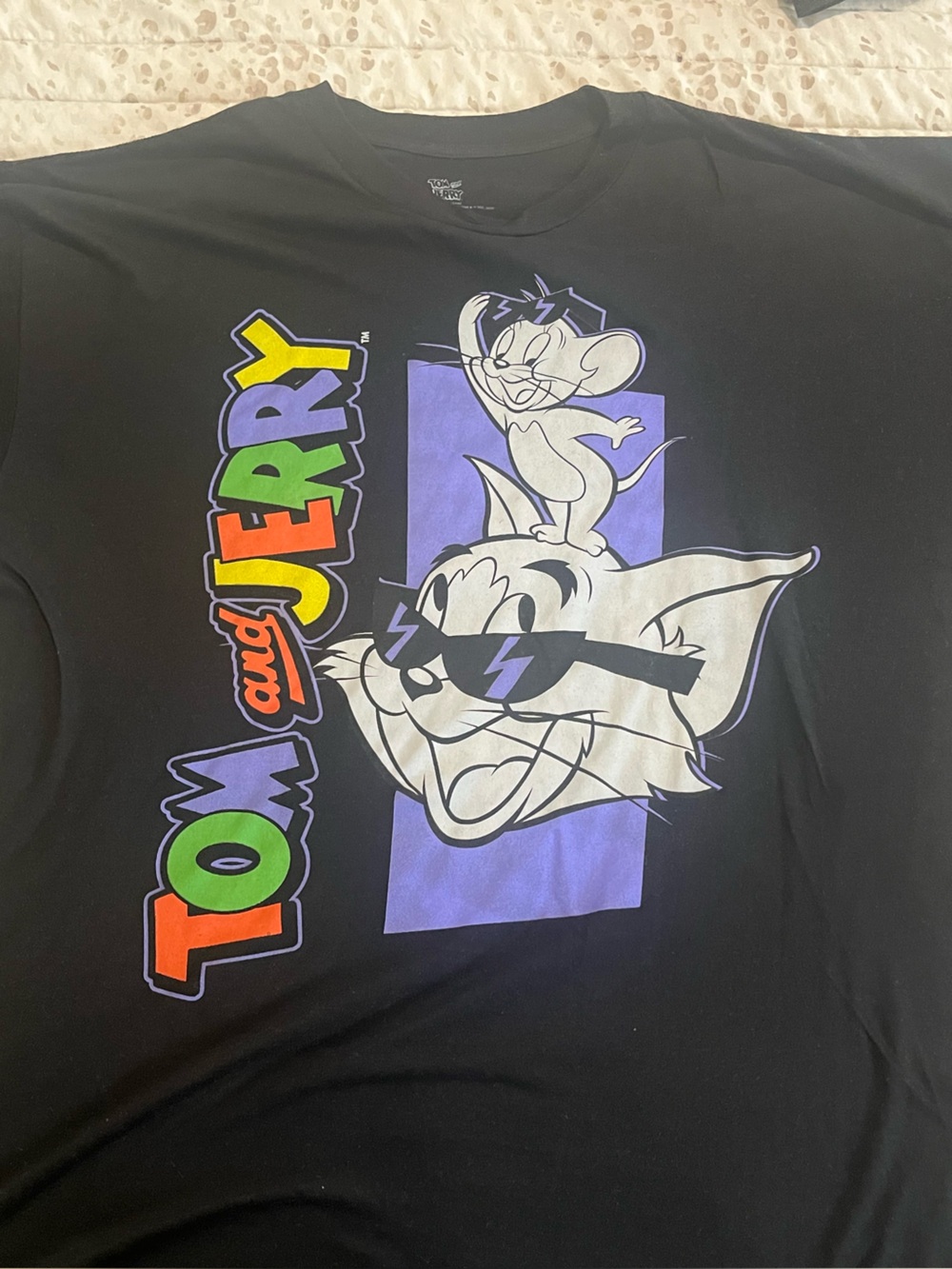 Tom and Jerry Black Graphic Kids T-Shirt
